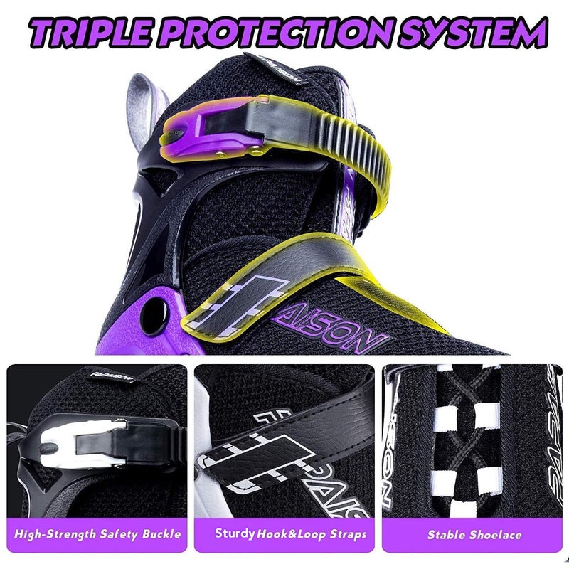PAPAISON Adjustable Inline Skates for Kids and Adults with Full Light Up Wheels, Outdoor Roller Skates for Girls and Boys, Men and Women - Image 5